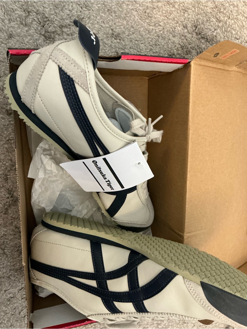 Onitsuka Tiger by Asics Mexico 66 Sneakers - Beige with Navy Stripes - Picture 4 of 5